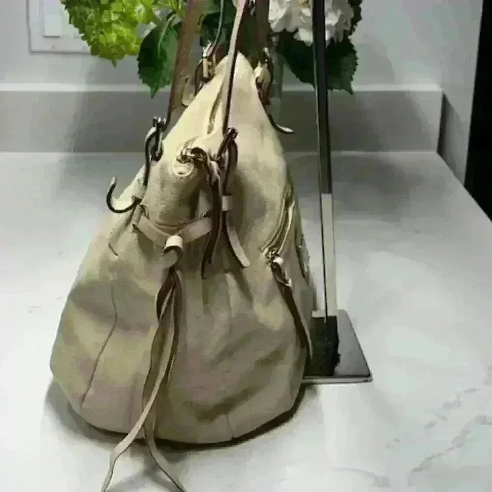 Dooney & Bourke Pebbled Leather Nina Bag/Tote/Sachel/Shoulder Bag Cream Color